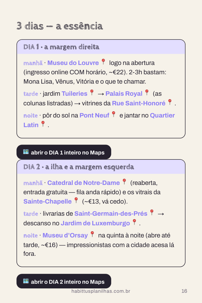 Página real do Guia Habittus de Paris